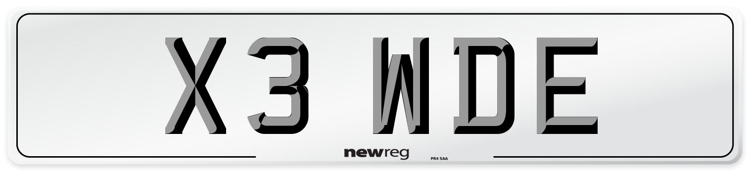 X3 WDE Number Plate from New Reg